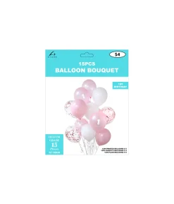 Pink First Birthday Balloon Bouquet 15pc