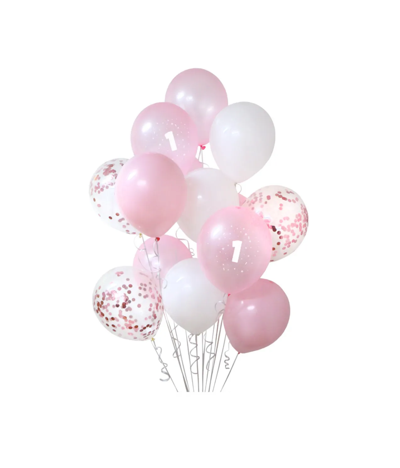 Pink First Birthday Balloon Bouquet 15pc
