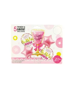 Pink Glass Birthday Theme Party Foil Balloons 5pc