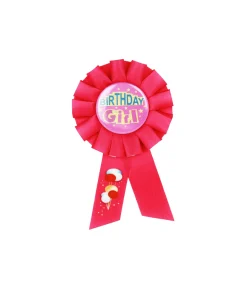Pink Glitter Birthday Girl Badge 8×15.5cm