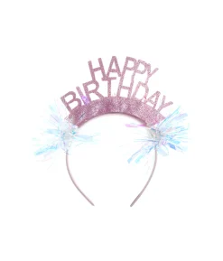 Pink Glitter Light Up Happy Birthday Headband