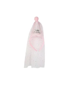 Pink Happy Birthday Hat With Veil