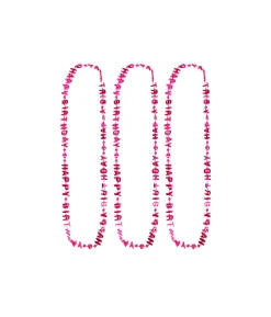 Pink Happy Birthday Necklaces 78cm 3pk