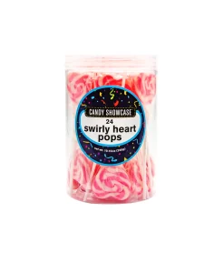 Pink Heart Swirly Pop 24pk