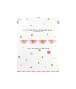 Pink Honeycomb Fan Garland 2.5m