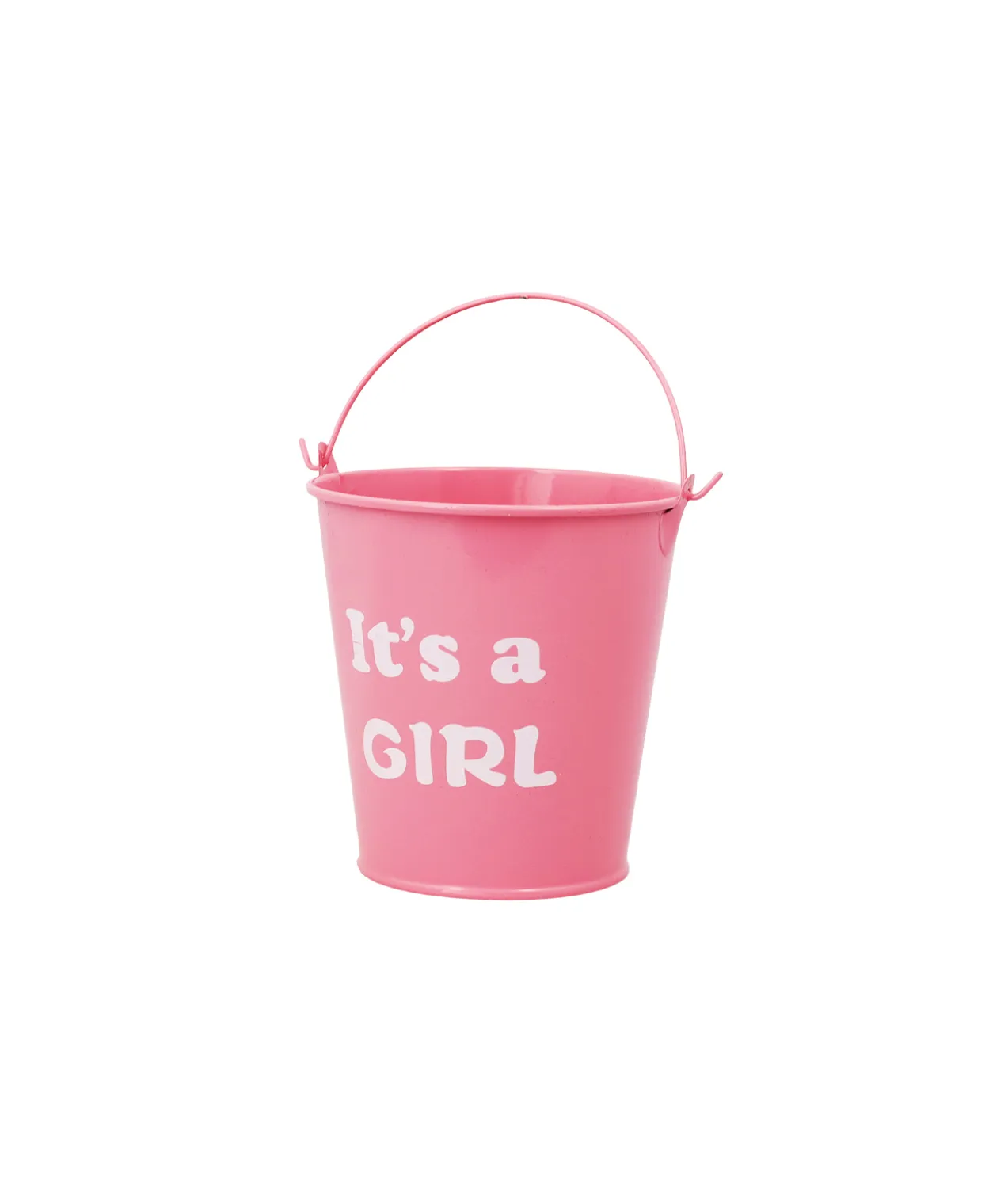 Pink “It’s a Girl” Metal Bucket With Handle 10.5 x 11cm