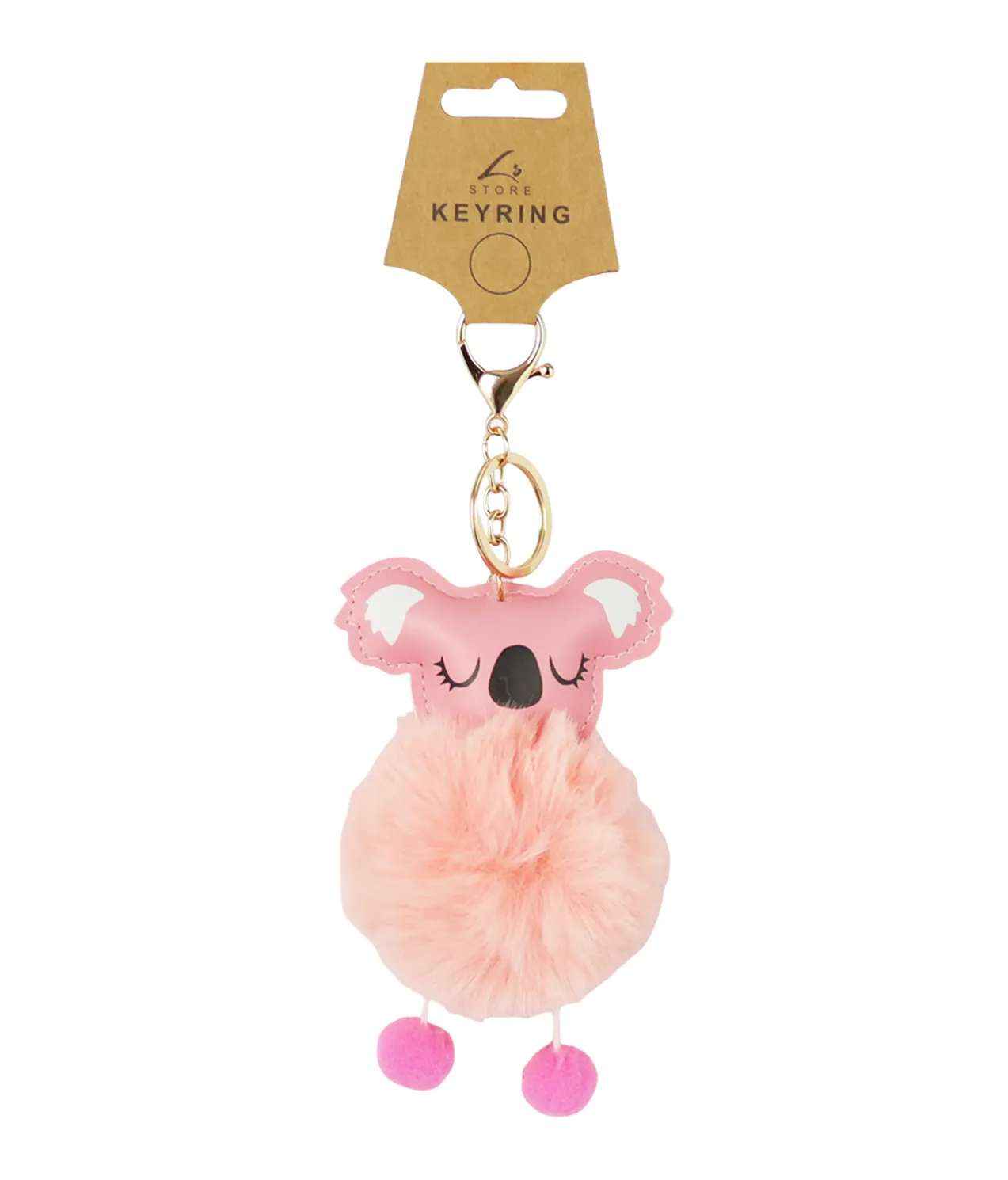 Pink Koala PomPom Keyring