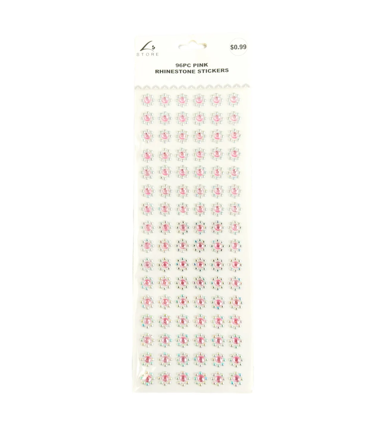 Pink Rhinestones Stickers 96pc