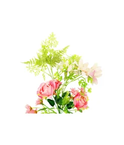 Pink Rose And Peach Dahlia Bush 6 Heads 49cm