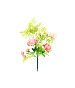 Pink Rose And Peach Dahlia Bush 6 Heads 49cm