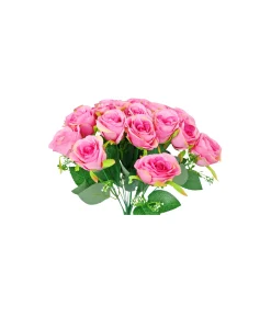 Pink Rose Bush 18 Head 47cm