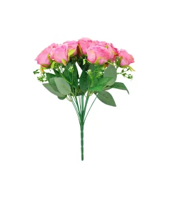 Pink Rose Bush 18 Head 47cm