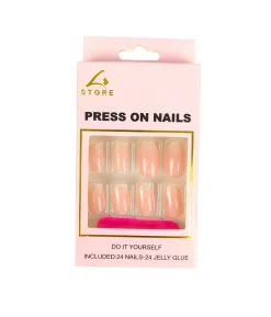 Pink Round Press On Nails 24pc