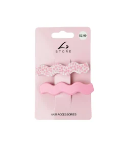 Pink Wave Design Hair Clip Set 2pk