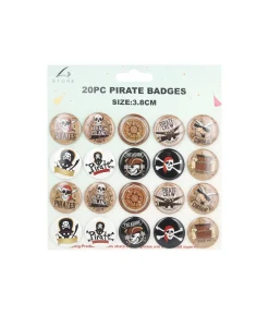 Pirate Theme Badges 3.8cm 20pk