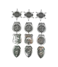 Plastic Police Badge 7 x 5.5 cm 12pk