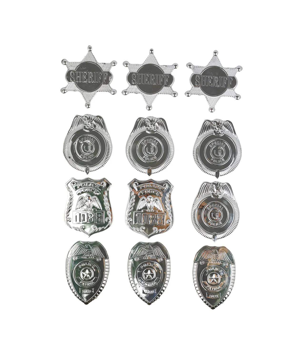 Plastic Police Badge 7 x 5.5 cm 12pk