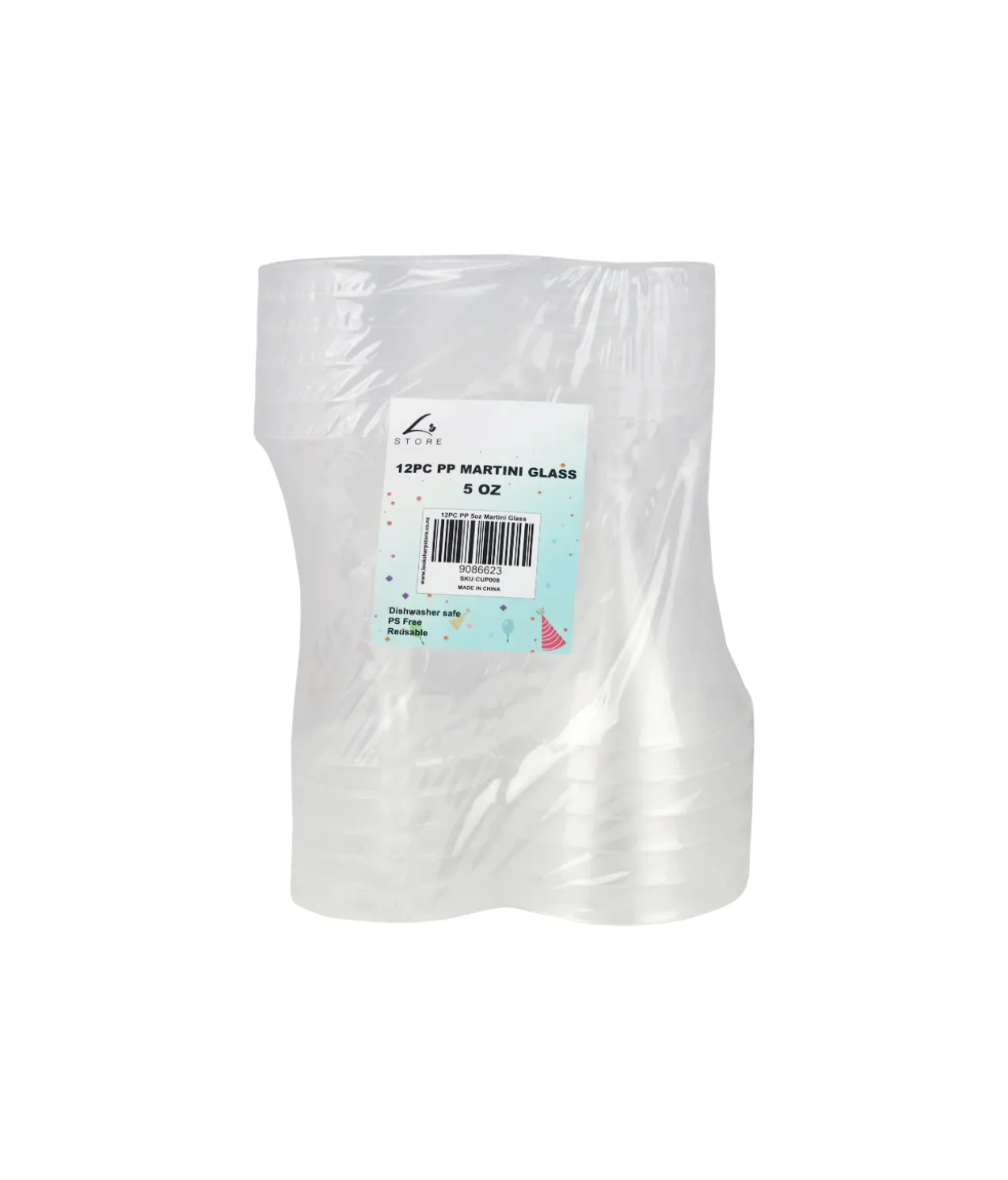 PP Plastic Martini Glass 5oz 12pk