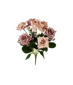 Purple Rose Bunch 7 Head 32cm
