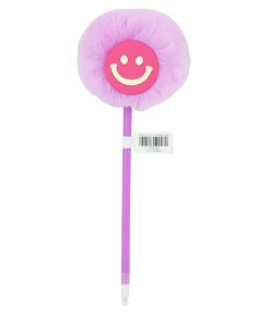 Purple Smiley Face PomPom BallPoint Pen