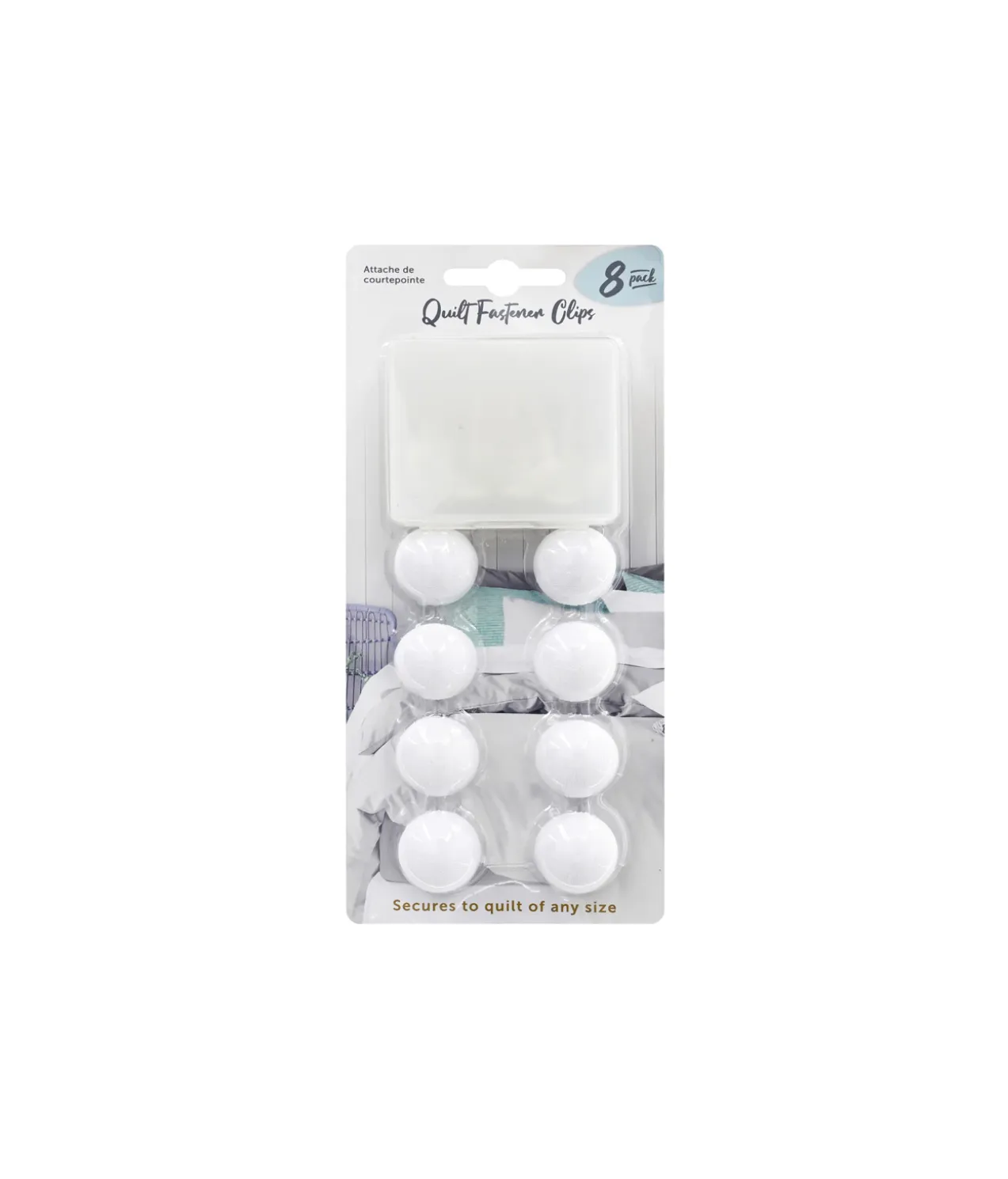 Quilt Fastener Clips White 8pk