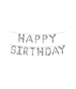 Rainbow Confetti Happy Birthday Balloon Banner 16in