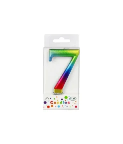 Rainbow Metallic Number Candle 7
