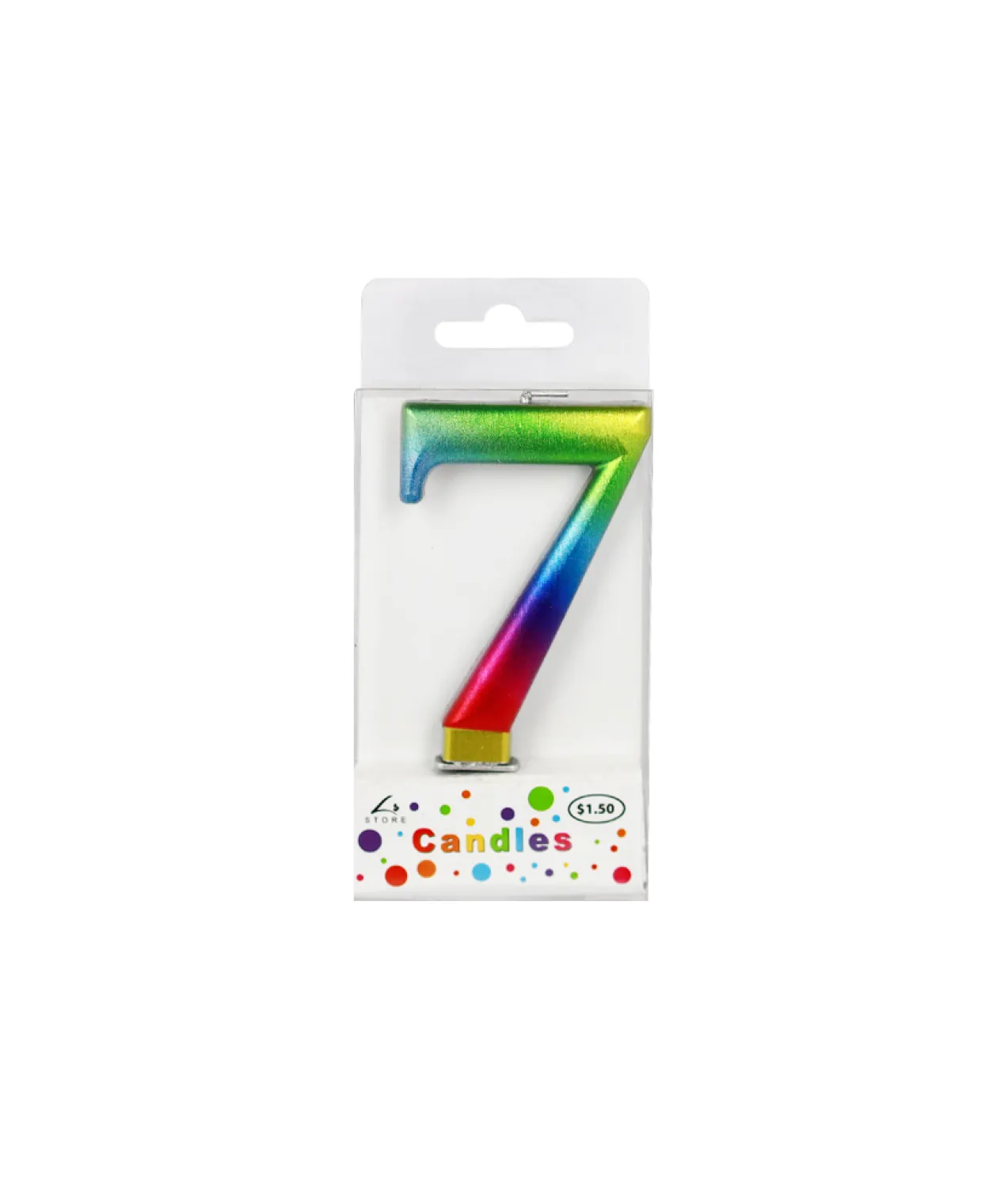 Rainbow Metallic Number Candle 7