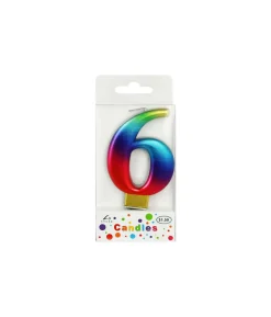 Rainbow Metallic Number Candle 6