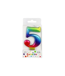 Rainbow Metallic Number Candle 5