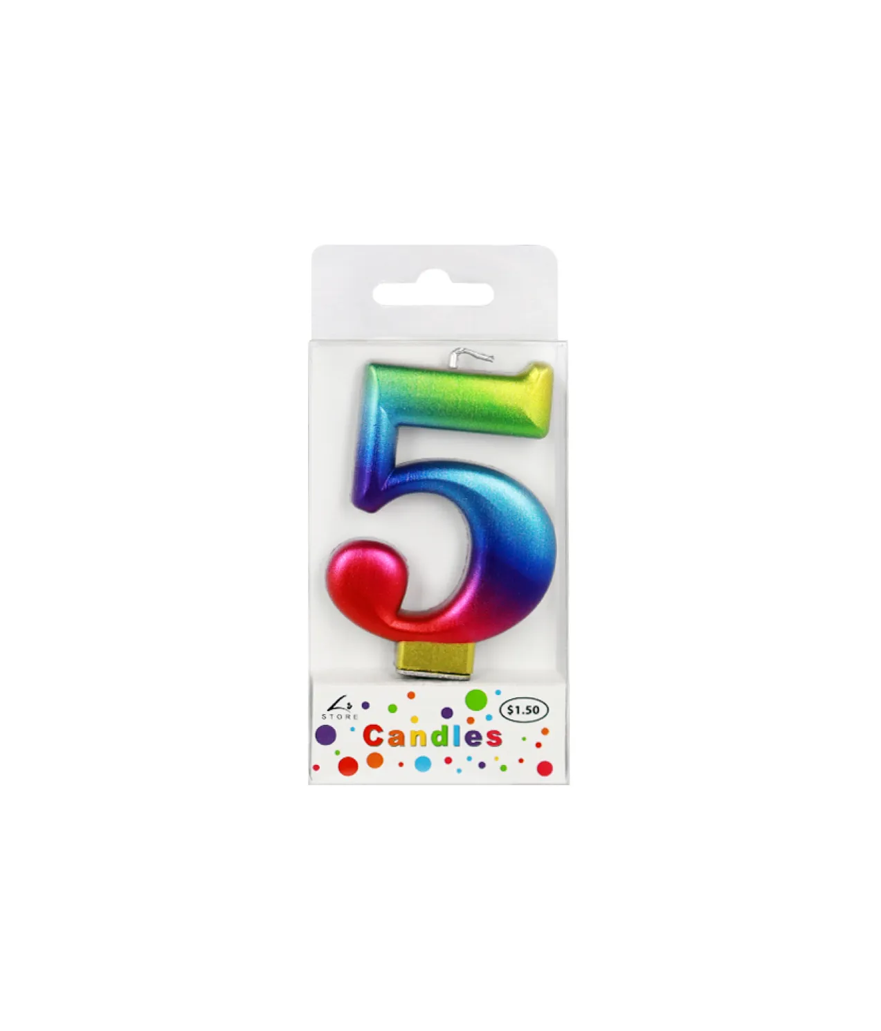 Rainbow Metallic Number Candle 5
