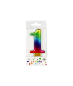Rainbow Metallic Number Candle 1
