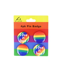 Rainbow Pin Badge 1.5inch 4pk