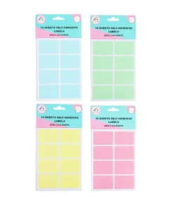 Rectangle Color Self Adhesive Labels Assorted 4.9 x 3.3cm 80pc