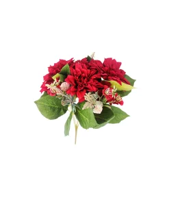 Red Dahlia 9 Head 43cm
