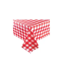 Red Gingham Flannel Tablecloth 3pc