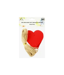 Red Heart Gift Tags With String 8cm 50pc
