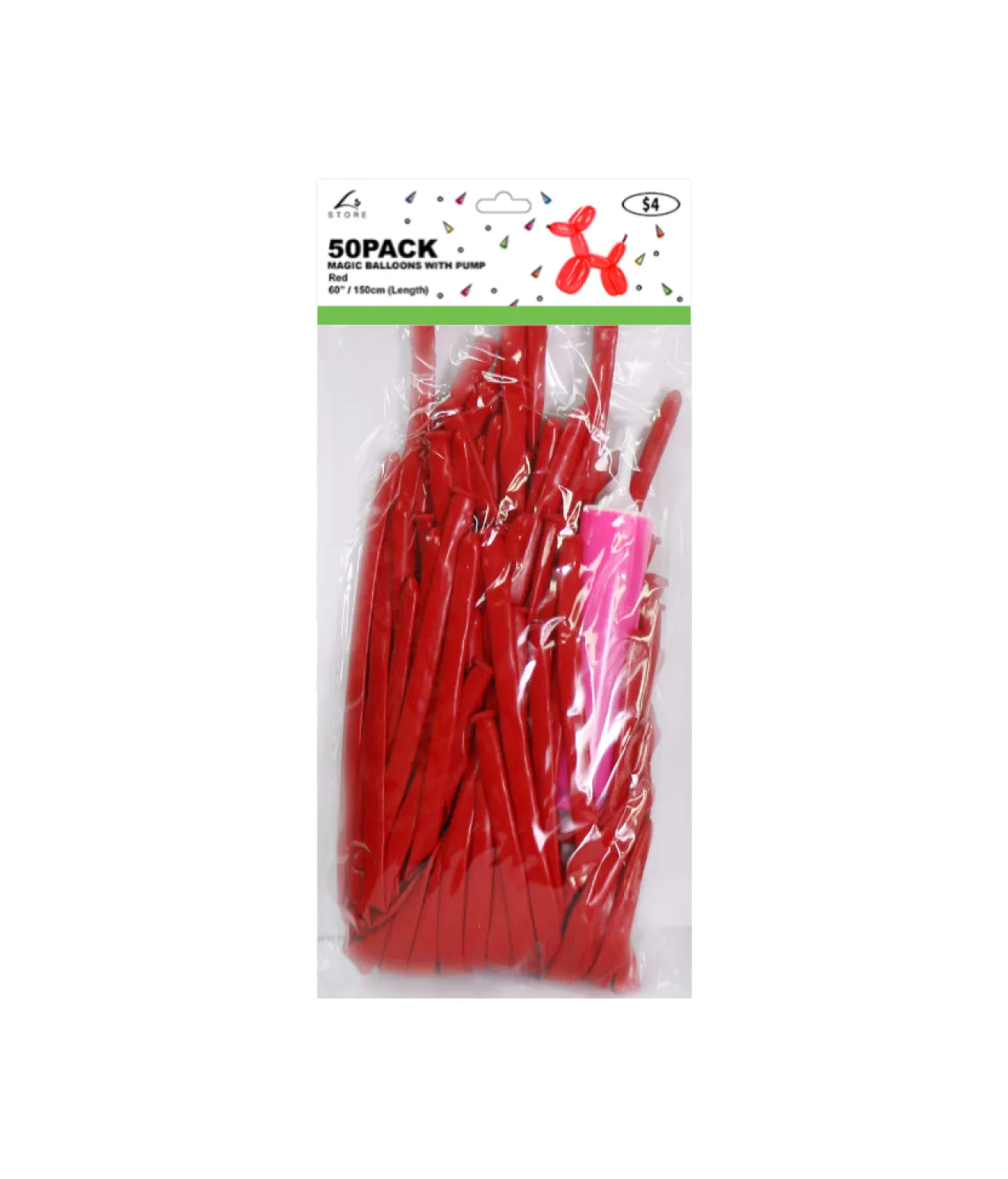 Red Magic Balloons With Pump 50pcs