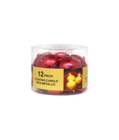 Red Metallic Floating Candles 12pk