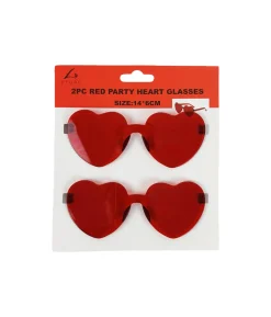 Red Party Heart Glasses 14x6cm 2pc