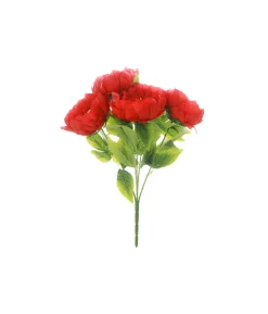 Red Peony 5 Head Bunch 44cm