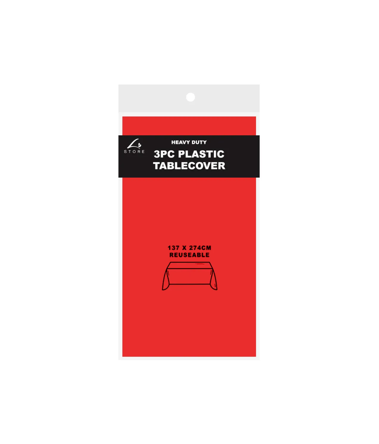 Red Plastic Tablecover 3pk