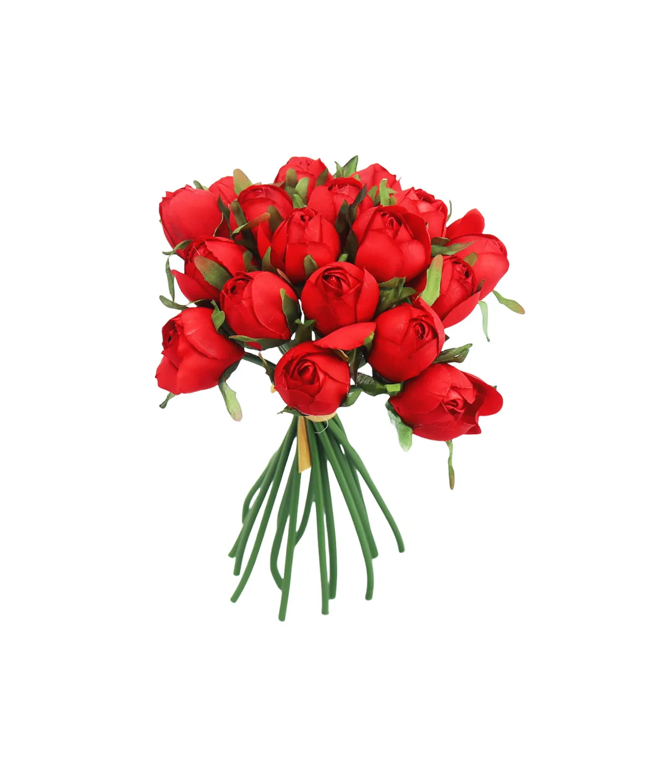 Red Rose Bud 18 Head 28cm