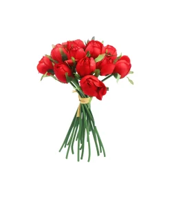 Red Rose Bud 18 Head 28cm
