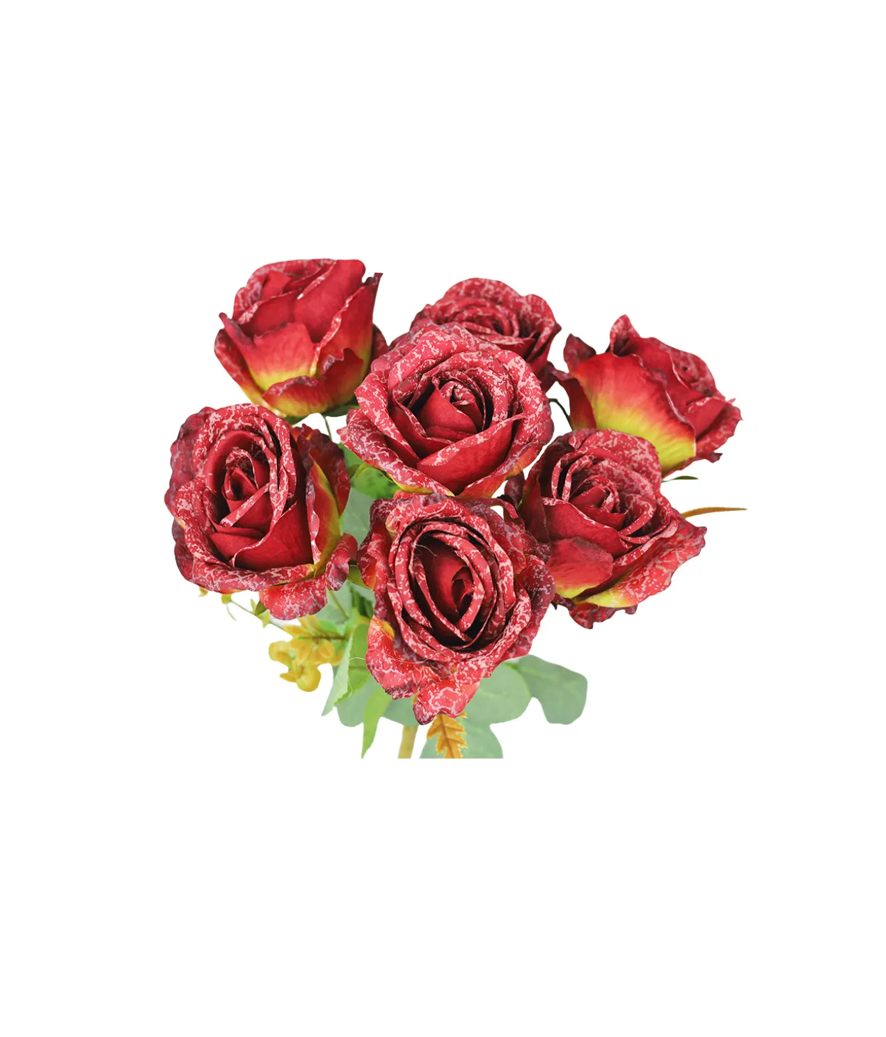 Red Rose Bush Bunch 7 Head 41cm