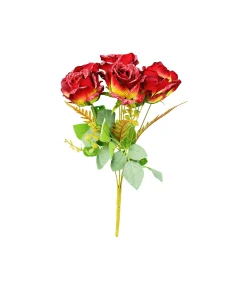 Red Rose Bush Bunch 7 Head 41cm