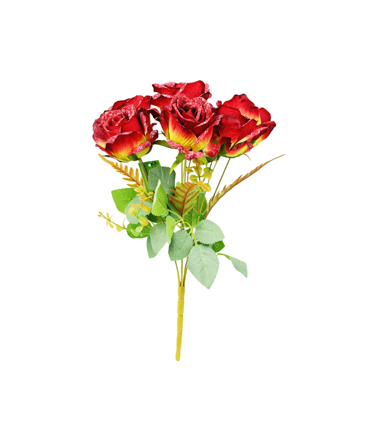 Red Rose Bush Bunch 7 Head 41cm