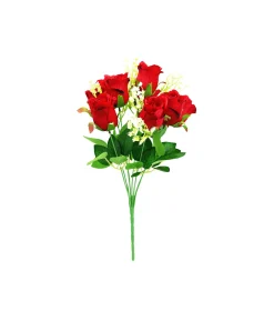Red Rose Bush 9 Heads 38cm