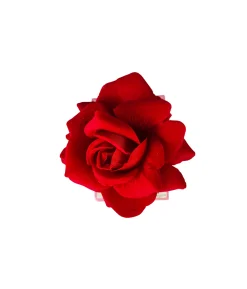 Red Rose Flower Hairclip 13cm