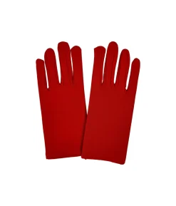 Red Short Plain Party Gloves